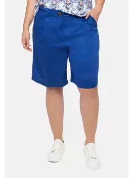 Шорты-бермуды Sheego "больших размеров" с запрессованными складками и боковыми карманами, синий
