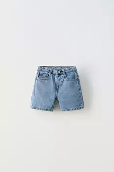 Шорты-бермуды skater denim ZARA, синий