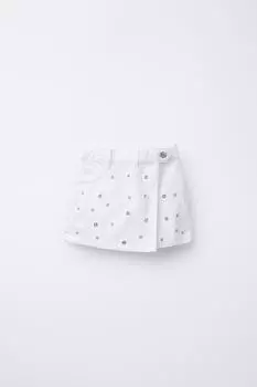 Шорты-бермуды skort с проушиной ZARA, белый