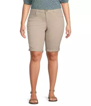 Шорты-бермуды со средней посадкой и манжетами Democracy Plus Size Absolution, бежевый