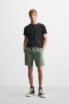 Шорты-бермуды свободного кроя ZARA, зеленый