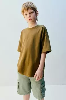 Шорты-бермуды свободного покрытия карго ZARA, цвет sage green