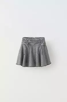 Шорты-бермуды в клетках ZARA, черный