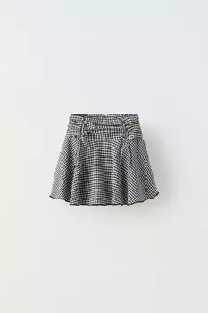 Шорты-бермуды в клетках ZARA, черный