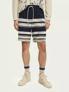 Шорты-бермуды в полоску из смесового льна Scotch & Soda, синий