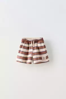 Шорты-бермуды в полоску с этикеткой ZARA, цвет striped