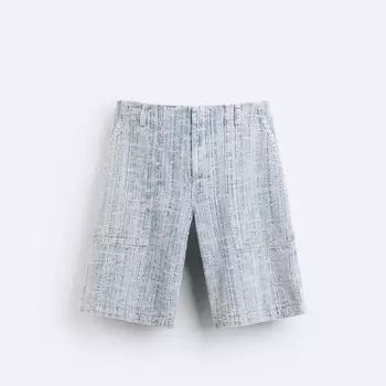 Шорты-бермуды Zara Denim Jacquard, голубой