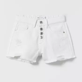 Шорты бермуды Zara Frayed Denim, белый