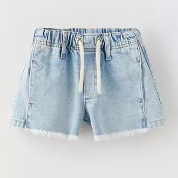 Шорты бермуды Zara Frayed Denim, голубой
