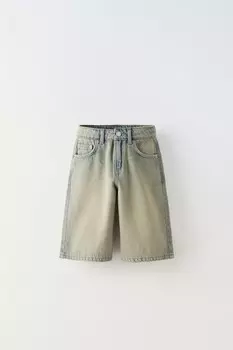 Шорты-бермуды ZARA, синий/зеленый