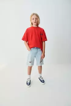 Шорты-бермуды ZARA, средне-синий