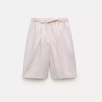Шорты-бермуды Zara Striped Poplin, светло-розовый