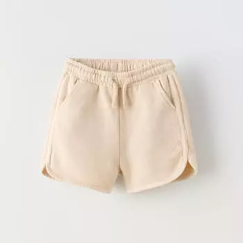 Шорты-бермуды Zara Summer Camp Embroidered Slogan And Trims, бежевый
