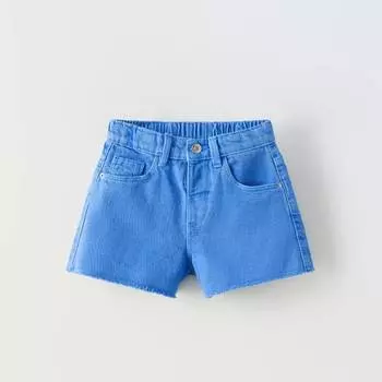 Шорты-бермуды Zara Summer Camp Mom Fit, ярко-синий