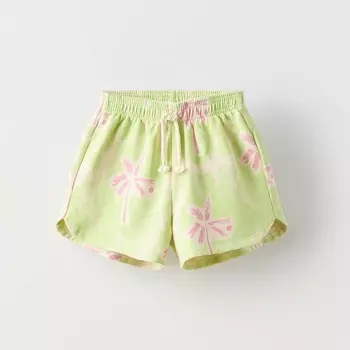 Шорты-бермуды Zara Summer Camp Palm Tree, зеленый