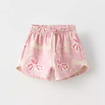 Шорты-бермуды Zara Summer Camp Palm Tree, розовый