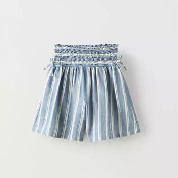 Шорты-бермуды Zara Summer Camp Striped Elastic Detail, синий