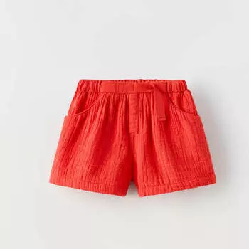Шорты-бермуды Zara Summer Camp Textured Tab, красный