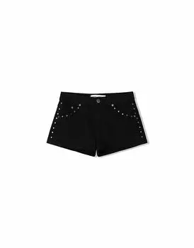 Шорты Bershka из денима с заклепками черного цвета