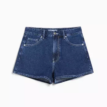 Шорты Bershka Mom Fit Denim, синий