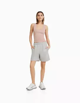 Шорты Bershka Plush Cotton, серый