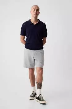 Шорты без складок из хлопка и льна Gap, серый