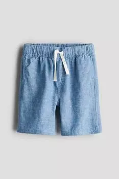 Шорты без застежки из смеси льна H&M, синий