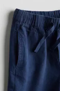 Шорты без застежки из смесового льна H&M, синий