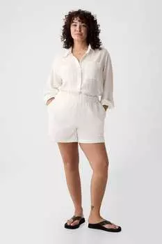 Шорты без застежки из жатого хлопка Gap, белый