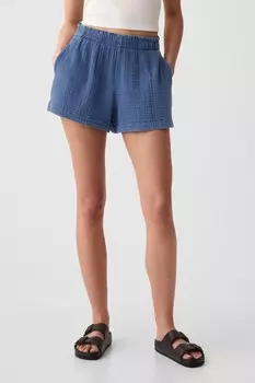 Шорты без застежки из жатого хлопка Gap, синий