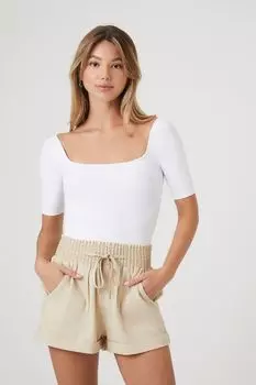 Шорты без застежки с манжетами на шнурке Forever 21, песочный