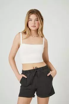 Шорты без застежки с манжетами на шнурке Forever 21, черный