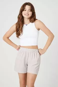 Шорты без застежки в тонкую полоску Forever 21, серо-коричневый