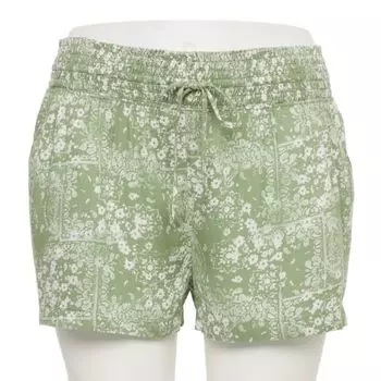 Шорты больших размеров для юниоров с высокой посадкой и присборенной талией So, цвет dark green bandana