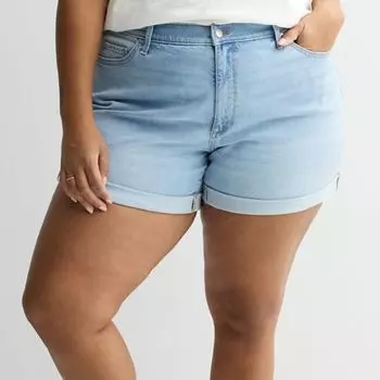 Шорты больших размеров со средней посадкой и отворотами на манжетах Sonoma Goods For Life, цвет light wash