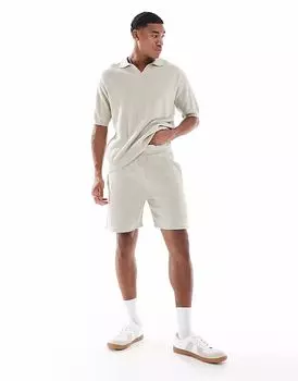 Шорты BOSS Orange Amoffle вафельные стандартные кремового цвета