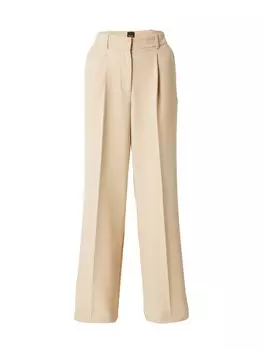 Шорты BOSS Wide leg Pleat-Front Pants Tiwi1, бежевый