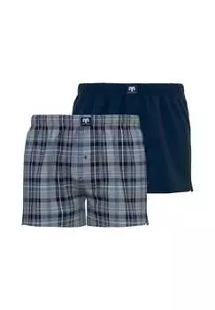Шорты-Боксеры Web комплект из 2 штук - нижнее белье трусы хлопок логотип клетка однотонные Ceceba, синий