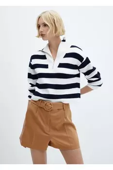 Шорты-бумажные пакеты с поясом Mango, коричневый