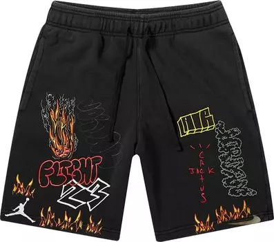 Шорты Cactus Jack by Travis Scott x Air Jordan MJ Fleece Short 'Black', черный