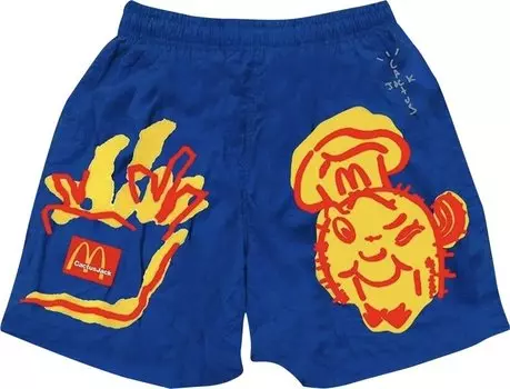 Шорты Cactus Jack by Travis Scott x McDonald's Illustration Shorts 'Blue', синий