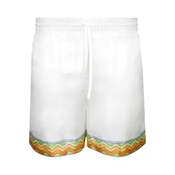 Шорты Casablanca Afro Cubism Tennis Club Silk Shorts, белый