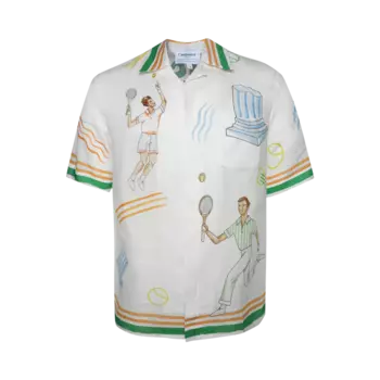 Шорты Casablanca Cuban Collar Sleeve Shirt 'Tennis Play Icon', белый