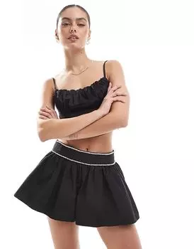 Шорты черного цвета со стразами Collective The Label