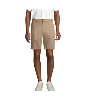 Шорты чинос Big & Tall без глажки, длина 9", передняя часть без складок Lands' End, коричневый/бежевый