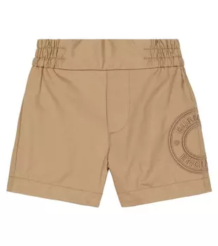 Шорты чинос из хлопкового твила с логотипом Burberry Kids, бежевый