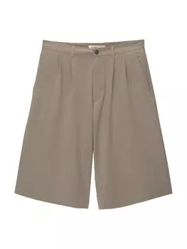 Шорты чинос Pull&Bear Wide leg Pleat-Front Pants, серый