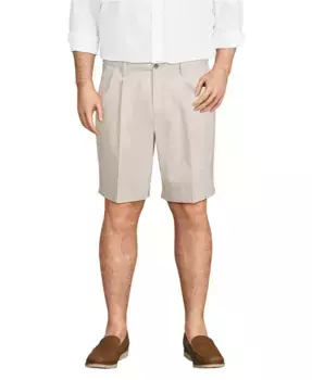 Шорты-чинос с заутюженными складками спереди и комфортной посадкой на талии Big & Tall No Iron 9" Lands' End, серый