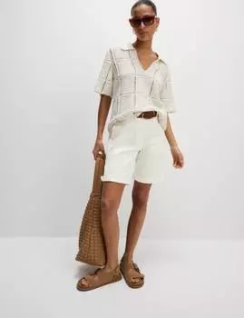 Шорты-чиносы из богатого хлопка с рисунком чайный крашеный Marks & Spencer, мягкий белый