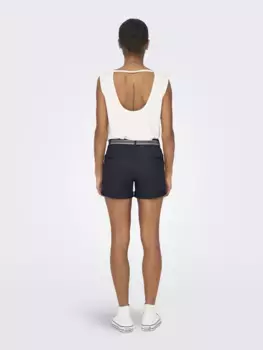 Шорты-чиносы ONLY "ONLGEORGIA BELT SHORTS PNT", с узорчатым поясом, цвет Night Sky Detail:Dress Blues/Oatmeal